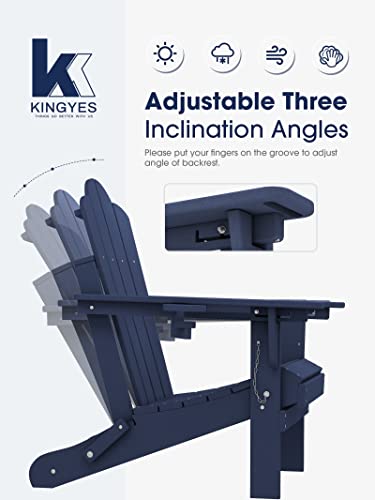 Kingyes Folding Reclining Adirondack Chair, Blue #TOP1