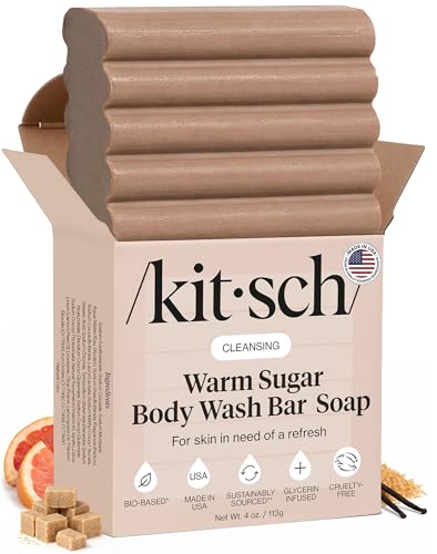 Image of Kitsch Warm Sugar Body Wash Bar Soap - Hydrating Skin Care, Body Wash Women Cleanser, Glycerin Soap - Paraben, Phthalates & Sulfate Free for Pure & Safe Cleansing - Made in USA, 4 oz