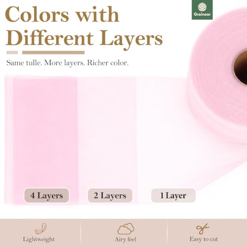 Image of Soft Pink Tulle Fabric Roll 6 Inch x 100 Yards Tulle Ribbon