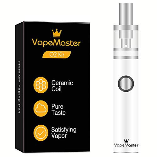 New Vape Pen O2 Kit VapeMaster E Cigarettes Starter Pack for Both Regular and CBD E-liquid - Ceramic Coil Technology, Pyrex Glass Tank, Long Lasting Battery, Pure Vapor - No E-liquid No Nicotine