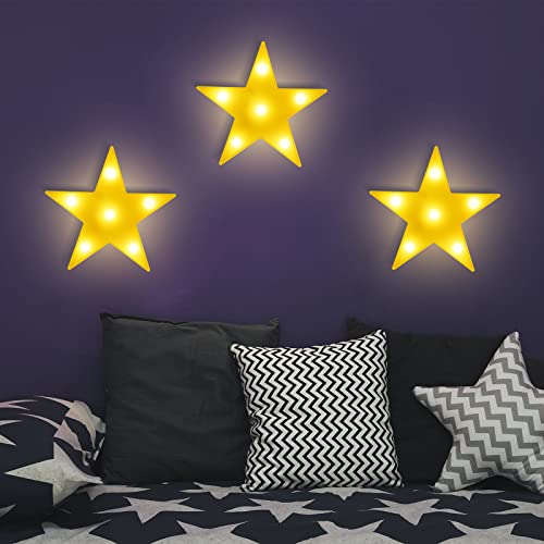 3 Pcs LED Star Lights,Star Shaped Night lamp,Hangable (Yellow) by clothmile - Used condition - Image 7