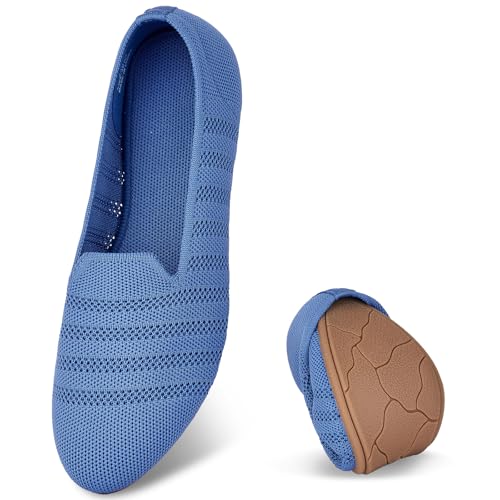 Puxowe Flats for Women Round Toe Flat Shoes Knit Women's Ballet Flat Shoes Dressy Ballerina Slip On Shoes for Women Foldable Comfortable Soft Low Wedge