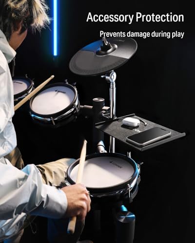 Donner Percussion Table for Drum Sets, Drum Accessory Holder Tray with Clamp On Shelf, Stable Flexible Microphone Stand with EVA Pad, Shock Absorbing, Large Surface - image 3