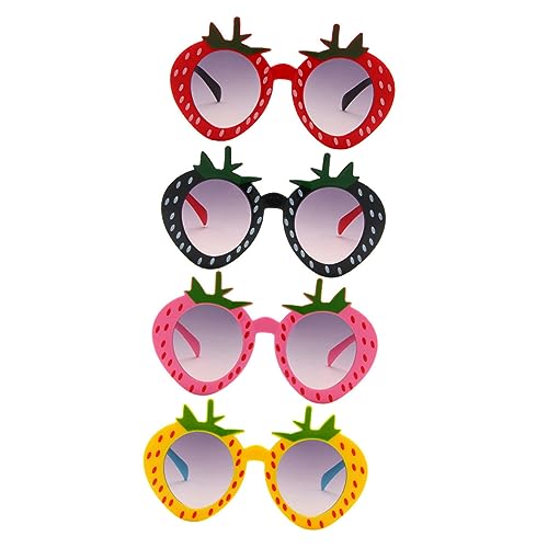 4pcs Boy Girl Creative Strawberry Sunglasses for Beach Parties Fun Eyewear for Boy Girl Cute Cartoon Design Safe and Material for Festivals and Birthday Celebrations