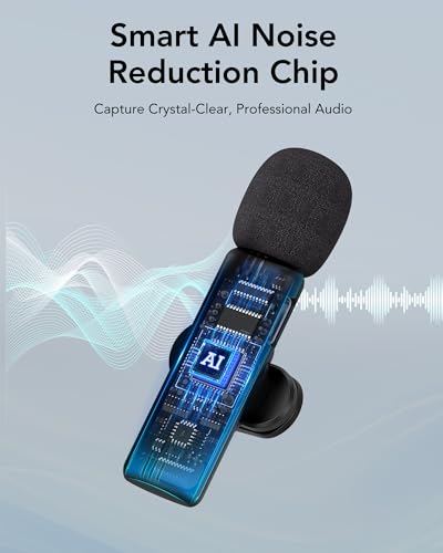 Image of Wireless Mic for Youtubers, Mini Mic for Android /iPhone with Magnetic Clip, Noise Cancellation Wireless Microphone for Video Recording, Vlog, TikTok, 6H, 65ft (2 Channel Type-C)