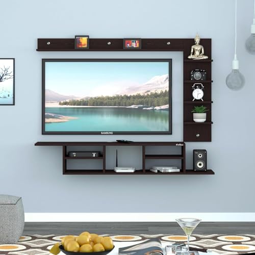 Image of Anikaa LED Light TV Unit Wall Mounted TV Unit Wall TV Stand TV Entertainment Unit TV Cabinet for Living Room, Set Top Box Stand - Wenge (D.I.Y - Do-It-Yourself) Ideal for up to 50 inch inches