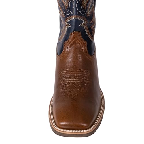 Men’s Western Cowboy Boots, Fashionable Embroidered Full Grain Leather, Square Toe Pull-On, 4-Layer Composite Sole, Slip-Resistant Work & Riding Boots (PLT103604)4