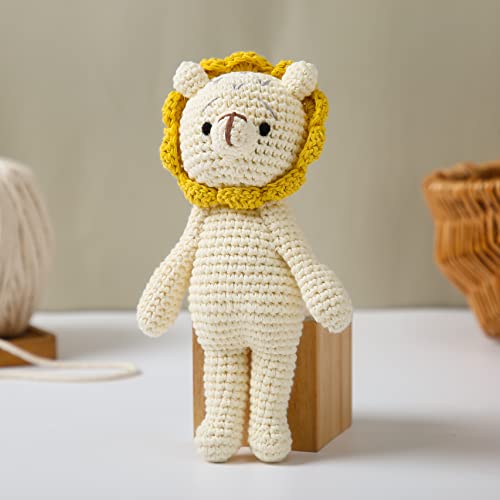 Image of Natural Crochet Stuffed Animal for Babies Newborn - Knitted Doll Baby Rattle Soft Cotton Sleep Toy Baby First Friend - Gift for Baby Shower, Christmas, Birthday