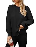 GRACE KARIN Womens Oversized Long Sleeve Pullover Sweater, Ribbed Long Sleeve Sweaters, Fall Fashion Clothes 2025 Black S