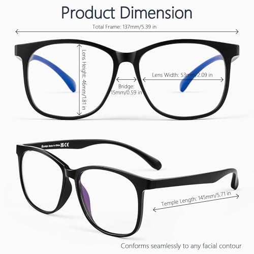 Image of Blue Light Blocking Glasses for Women Men, Square Thick Frame Anti Eyestrain & UV Glare JF6218