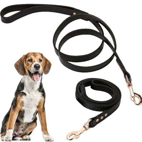 YUEMING Guinzaglio per cani in pelle per cani in pelle spessa catena per cani in morbida pelle per cani di piccola taglia media, nero