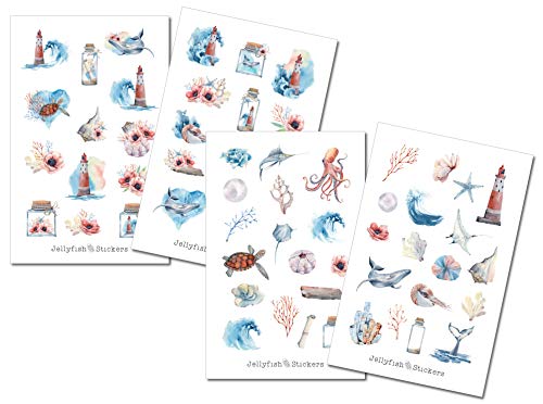 Meer Sticker Aquarel Wereldkaart Sticker Fotobehang Aquarel Wereldkaart Turkoois