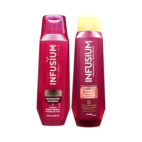 Infusium Professional Treatments Haircare - Repair & Renew With Argan Oil & Keratin - Shampoo & Conditioner Set - Net Wt. 13.5 FL OZ (400 mL) Per Bottle - One Set Cover