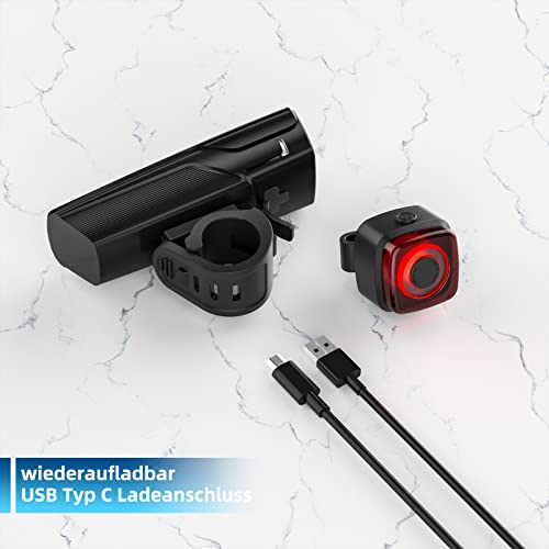 Coomarble LED Akku Fahrradlicht Set,2 in 1 Indikator Fahrradbeleuchtung USB Aufladbar Fahrradlampe mit 2 Licht-Modi IPX5 Wasserdicht Fahrrad licht - Image 8