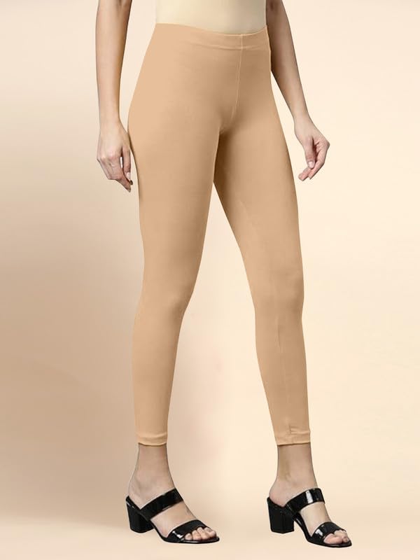 Image of TRENDMALLS Women's Microfiber Elastane Stretch Soft Cropped Leggings with Ultrasoft Waistband for Women