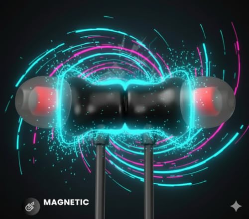 Image of Wireless Bluetooth Neckband with Bluetooth 5.3, 30 Hours Playtime, Deep Bass Audio, Type-C Fast Charging, Comfortable Magnetic Earbuds