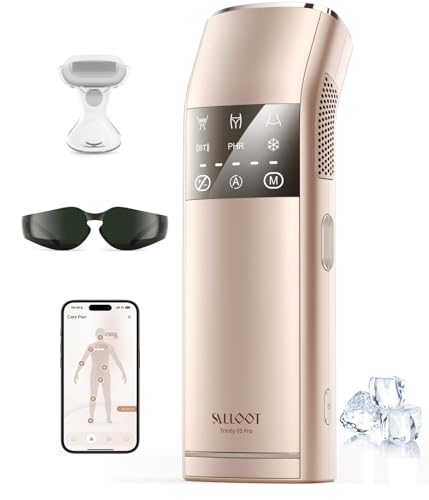 SALLOOT IPL Laser Hair Removal for Women and Men, 2 Lights & 4-Pulse Modes, 2℃ Sapphire Ice Cooling for Sensitive Skin, Targets Ingrown Hair, Permanent Hair Reduction for Bikini, Face & Body
