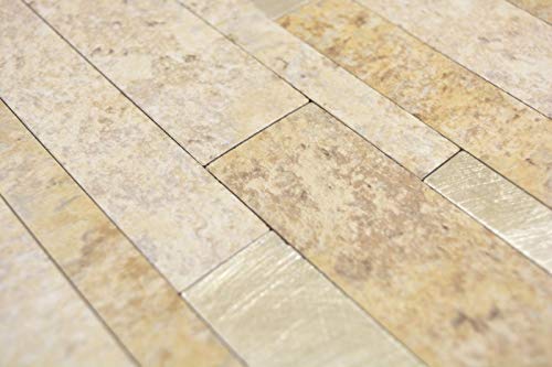 Compuesto de vinilo con aspecto de piedra Limestone marrón/dorado Mosaik azulejos pared azulejos cocina baño MOS200-36LBG_f
