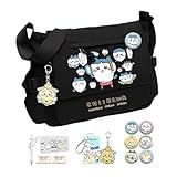 [Wiwinicos] ちいかわ ショルダーバッグ 斜めがけバッグ おしゃれ 防水 大容量 多機能 軽量 ナイロン 肩掛け 通学 通勤 旅行 カジュアル オールシーズン 可愛い ハチワレ うさぎ 高校生 入学 (ブラック ハチワレ) [並行輸入品]