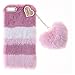 Custodia Peluche per iPhone 5 5s Carino Morbido Peloso Ciondolo Love Inverno Soffice Caldo Hairball Cover Protettiva Fluffy Cover Bambine Copertura Caso per iPhone 5 5s/iPhone SE 4.0", Splicing Pink