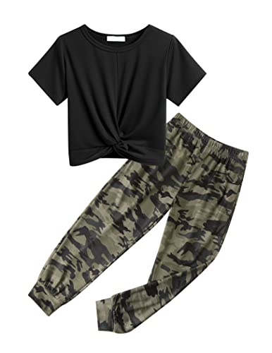Image of Arshiner Girls Clothing Sets Tie Dye Twist Front Tops & Sweatpants Outfits Sportwear Sweatsuits Tracksuits 4-13 Year