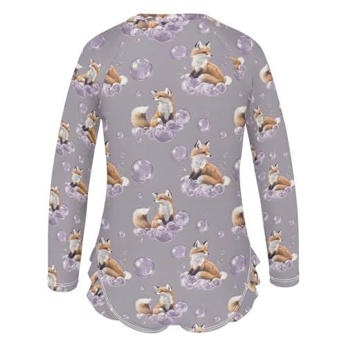 ALAZA Toddler Swimsuit Girl Bathing Suit Swimwear Rash Guard Fox Dream Bubble Long Sleeve 3T3