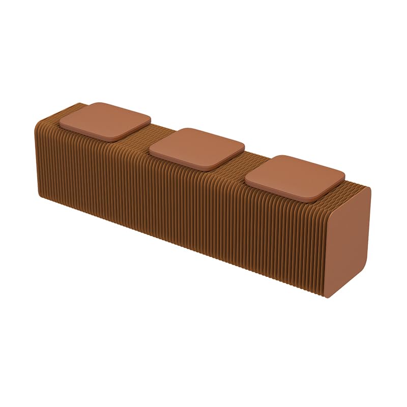 Stool Foldable, Sleek Indoor Decor, Brown Collapsible Stool with Honeycomb Structure, Supports Heavy Weight, Fit for Bedroom, Living Room and Dining Room(Square Seat Cushion, 59.1" x 14.2" x 15.7")