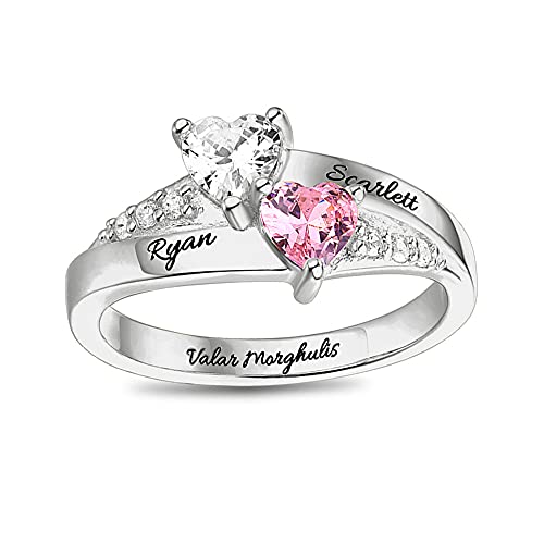 AILIN Personalized Mom Birthstone Rings For Women 925 Sterling Silver Custom Name Ring Grandma Mothers Day Girlfriends Wedding Engagement Bands Birthday Gifts