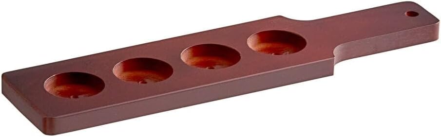 14.5" x 6.5" Wooden Beer Flight Paddle Case – Mahogany Finish, Holds 4 Glasses, Rustic Bar Serving Tray for Tastings