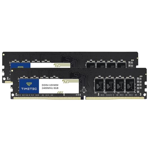Timetec 16GB KIT(2x8GB) DDR4 2400 MHz PC4-19200 Non-ECC Ungepuffert 1,2V CL17 1Rx8 Single Rank 288 Pin UDIMM Desktop-PC Computerspeicher RAM-Modul-Upgrade