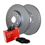 Bison Performance Coated Vented 321mm Disc Rotors and TRW Pro Ceramic Pad Set Hardware and Acoustic Sensor Front Brake Kit For Buick LaCrosse Regal Chevrolet Equinox Impala Malibu Limited GMC Terrain