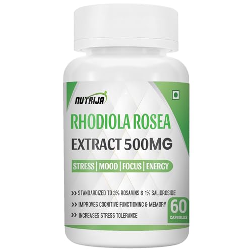 Image of NutriJa Rhodiola Rosea Root Extract 500mg | Rosavins & 1% Salidrosides & Adaptogen Complex with Bioperine. (60 Capsules)|Rosea Root Extract Capsules