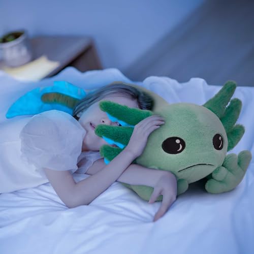 Image of MaoGoLan 31.5 inch Giant Axolotl Plush Stuffed Animal with 4 Babies, Green