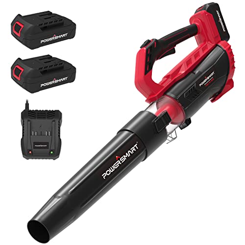 PowerSmart Leaf Blower, 20V MAX Lithium 350CFM Cordless Leaf Blower, Electric Blower, High Speed Battery Powered Air Blower, Lightweight & Portable, 2 x Battery Packs& Charger Included, PS76154A
