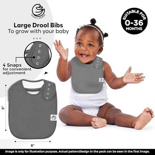Image of 3 Pack Drooling Bibs for Babies | Premium & Soft Organic Cotton Teething Bibs with Snaps and Fleece Backing