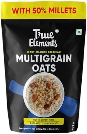 True Elements Multigrain Oats 500g - Jowar and Ragi | Oatmeal | Oats for Weight Loss | Millet Rich Breakfast | Healthy Breakfast | Rich in Fibre and Protein
