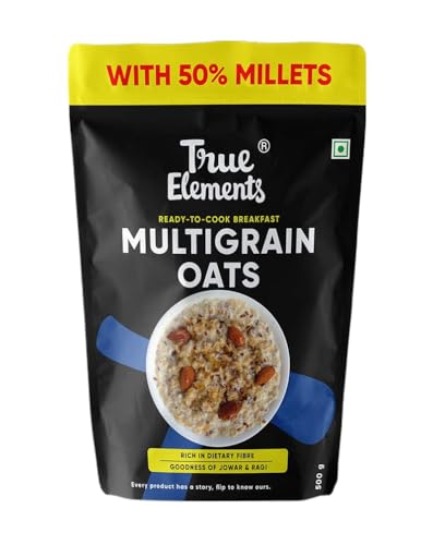True Elements Multigrain Oats 500g - Jowar and Ragi | Oatmeal | Oats for Weight Loss | Millet Rich Breakfast | Healthy Breakfast | Rich in Fibre and Protein True Elements Multigrain Oats 500g - Jowar and Ragi | Oatmeal | Oats for Weight Loss | Millet Rich Breakfast | Healthy Breakfast | Rich in Fibre and Protein