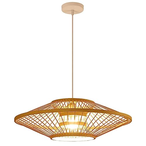 Lustre rustique en osier suspension moderne bambou salon bar café