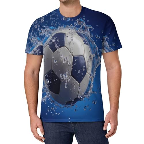 Camisetas Manga Corta Hombre Fútbol Acuático Camiseta Deportes Cuello Redondo Visión Competitiva - Tejido Transpirable - Camiseta de fútbol Hombre, El Regalo para Fans del Fútbol