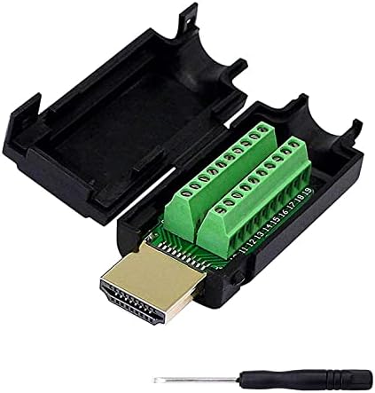 SinLoon HDMI Screw Terminal Block Adapter,Gold Plated HDMI Male to Solderless Terminal Breakout Board Connector Signal Module with Plastic Cover