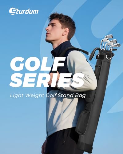 Sturdum Golf Lightweight Stand Bag, Portable Golf Carry Bag with Insulated Cooler Pocket, Easy to Carry and Ideal for Driving Range, Pitch n Putt, Par 3, Executive Courses, Black
