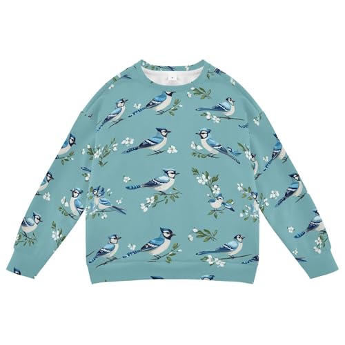 JUNZAN Funny Blue Jay Birds Turquoise Little Kids Hoodie Sweatshirt Long Sleeve Tops Clothing Shirts Athletic 4T