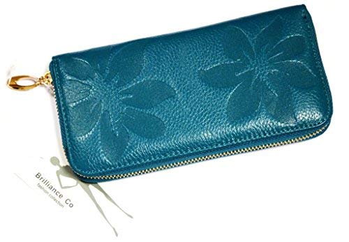 Brilliance Co Leather Women's Wallet Kapok Pattern (Blue)