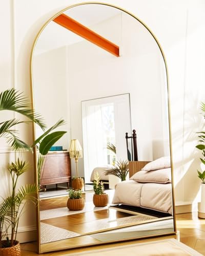 KOMCOTE Full Length Floor Mirror, 82x42 Inch Oversized Arched Sta...