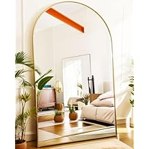 KOMCOTE Full Length Floor Mirror, 82x42 Inch Oversized Arched Standing Mirror in Gold for Bedroom, Living Room, Dressing Ro