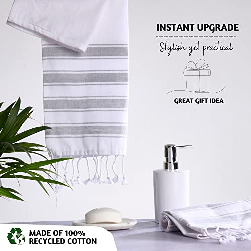 Folkulture Hand Towels With Hanging Loop, Set Of 2 Boho Hand Towel For Bathroom, 100% Cotton Hanging And Decorative Towels For Bathroom With Tassels, 16" X 30" Inches (Cabana Gray) #TOP2