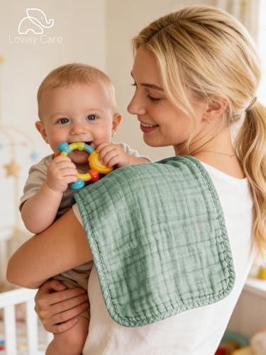 Image of Lovely Care 12 Pack Muslin Burp Cloths 100% Cotton Muslin Cloths Large 20''x10'' Extra Soft and Absorbent Baby Burping Cloth - Slate, Navy & Grey