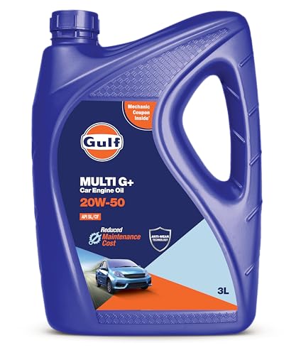 Gulf MULTI G+ 20W50 API SL/CF | Anti-wear technology | Petrol, Diesel Passenger Cars | 4 Wheeler High Performance Engine Oil [3 L] - Pack of 1