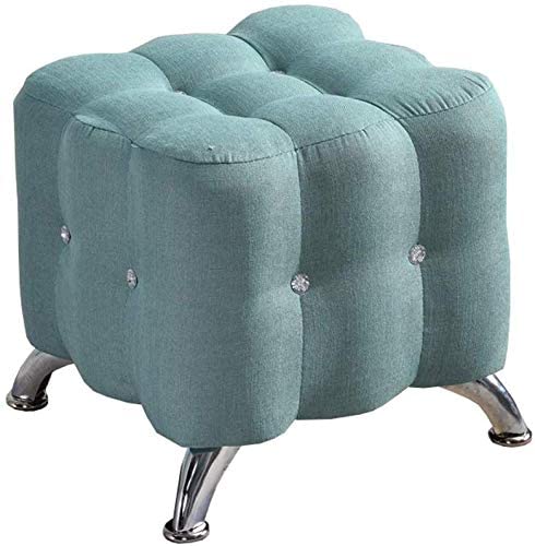 Repose-pieds ottoman maquillage bleu avec tabouret bas bois