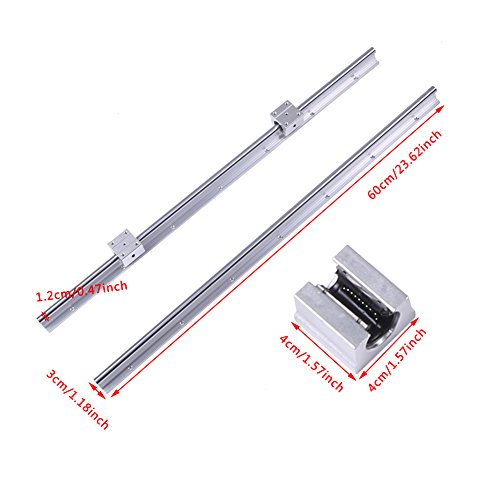 2 szt. SBR12-600 mm 12 mm wałek prowadnicy liniowej łożyska szyny + 4 szt. bloki SBR12UU do drukarki 3D i maszyn CNC